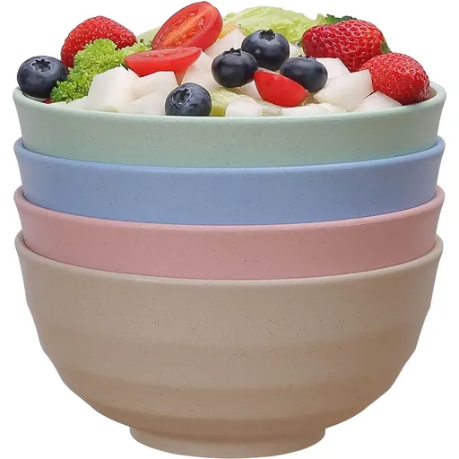 Unbreakable Cereal Bowls - 24 OZ Wheat Straw Bowls Fiber Lightweight Bowl Sets 4 - Dishwasher & Microwave Safe - for Cereal, Salad,Soup, Noodle (4 Color)