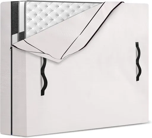 Mattress Bags for Moving and Storage with 8 Handles - Cover Heavy Duty, Strong Zipper Closure, Supplies & Bag Semi-Transparent, Queen