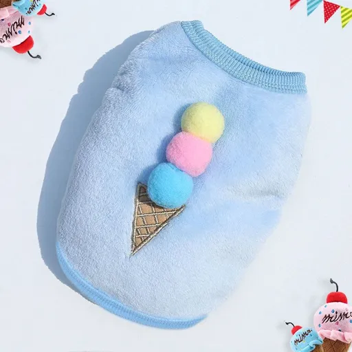 Shine Cute Puppy Dog Vest Coral Velvet Pet Clothing Milk Dog Blue Ice Cream S (bust 35CM recommended 1.50 kg-2.00 kg pets)