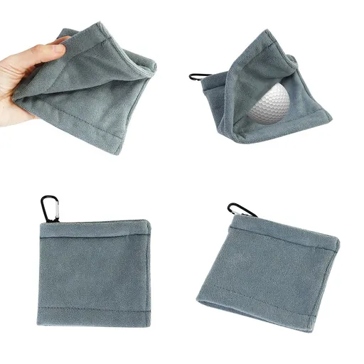 2pcs Golf Ball Towel 5.5 x 5.5 Inch, Small Golf Pocket Towel with Clip Portable Golf Cleaner Accessories for Men Women