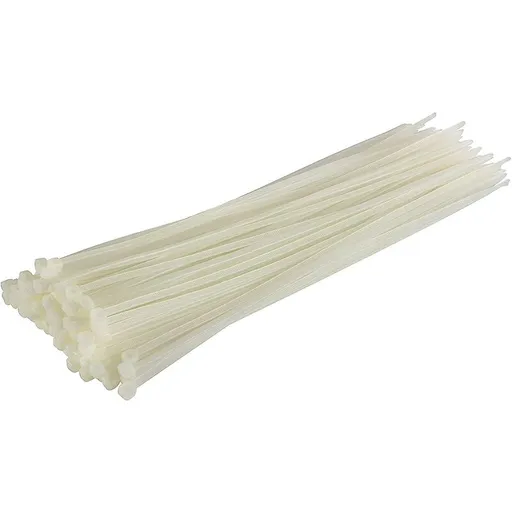 100 Pack Cable Ties, White/Natural, 370Mm X 4.8Mm, Premium Quality Plastic Cable Ties