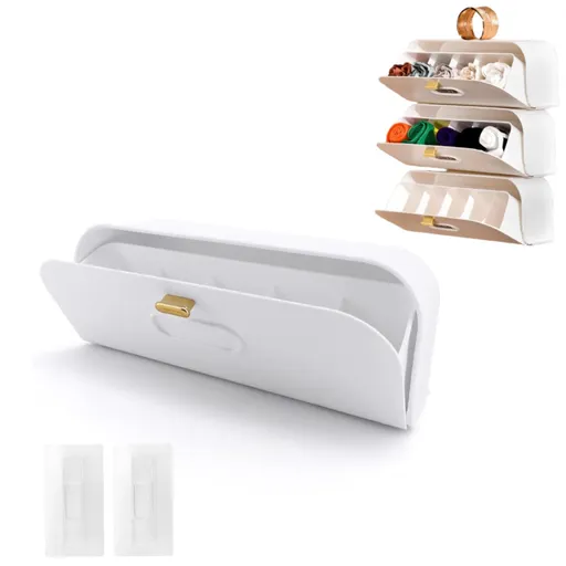 Wall-Mounted Drawer Organizer for Underwear & Socks – 1-Pack Stackable Storage Box with 5 Compartments and Adhesive Mounts (White)