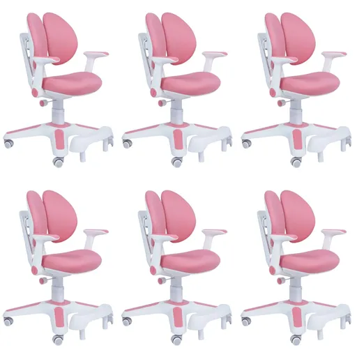 6x Ergonomic Children Kids Study Chairs Height Adjustable - Pink