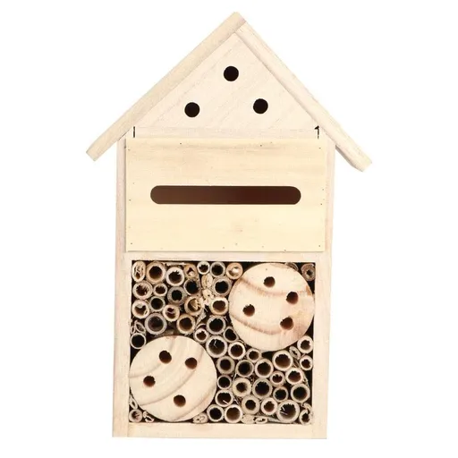Garden Bee House Outdoor Wooden House Wood Bug Room Shelter Nesting Box Decoration,Exquisite workmanship, beautiful and exquisite