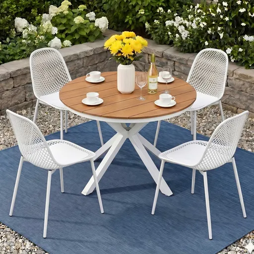 Gardeon 5PCS Outdoor Dining Set Table and Chairs Patio Garden Furniture Lattice