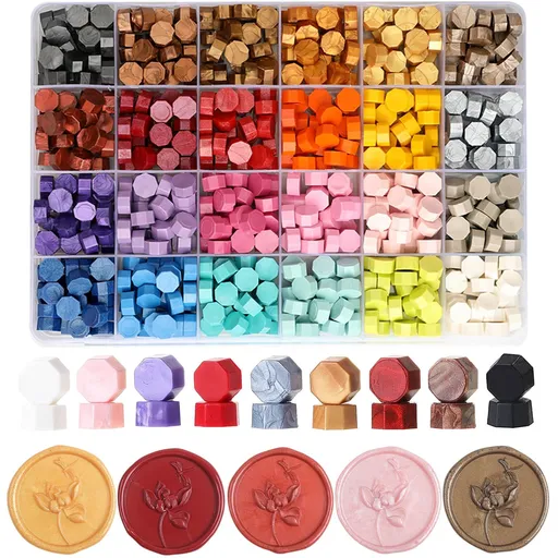 550 Pcs 24 Colors Wax Seal Beads, Assorted Sealing Wax Beads for Stamp Seals, for Wedding Invitation, Envelope Seal, Crafts