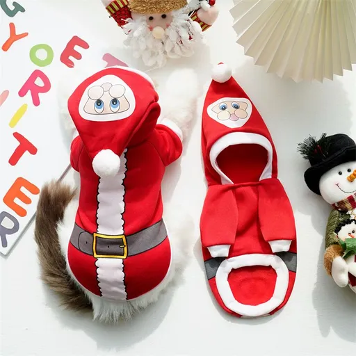 Christmas Pet Clothes Dog Cat Winter Cotton Christmas red bottom black belt XL