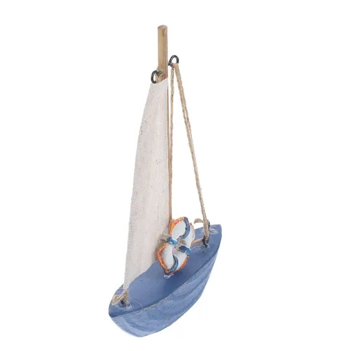 Mediterranean Style Wooden Sailboat Model for Bedroom, Office, and Nautical Home Decor