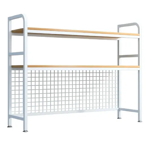 CARLA HOME 2-Tier Metal Desktop Hutch Bookshelf with Grid Panel for Computer Desk and Office Countertop