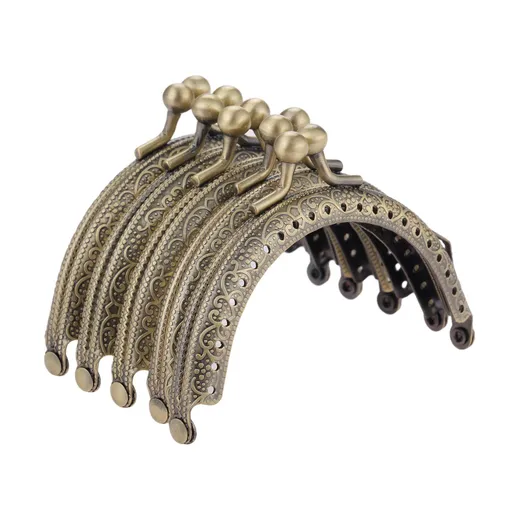 Metal Purse Frame, 5PCS Bronze Kiss Clasp Lock, Arch Coin Bag Clasp for DIY Coin Bag Handle Sewing Craft