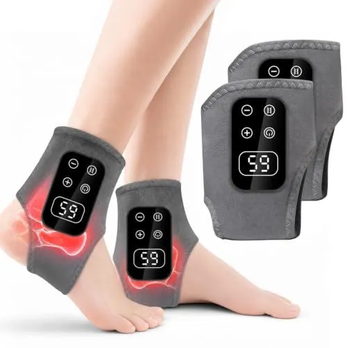 Wireless Foot and Ankle Massager with Heat & Vibration for Home, Office & On-the-Go (gray)