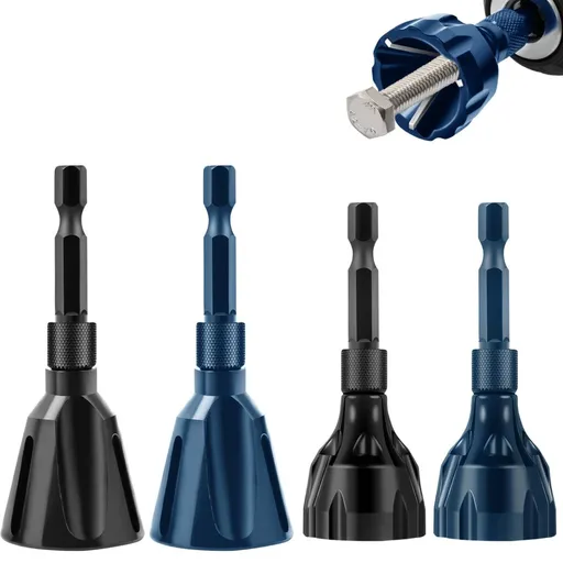 4Pcs Bolt Deburring Tool, External Chamfer Tool with Tungsten Carbide Blade for Removing Burr & Repairing Damaged Threads, Fits 1/8" to 1" (3-25mm), Hex Shank for Drill Use