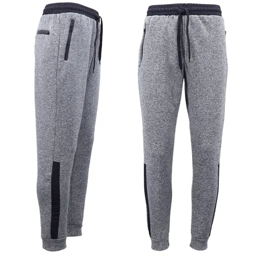 Mens Joggers Trousers Gym Sport Casual Sweat Track Pants Cuffed Hem w Zip Pocket, Navy, S