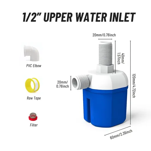 Independent Packaging Float Valve That Automatically Stops Water Flow And Controls Water Replenishment 1/2" Upper water inflow