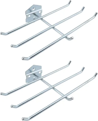Pegboard Hooks Heavy Duty Metal Steel 3/8" Square Hole Peg Hooks with 6 Bars Suitbale for 1.5" Spaced Pegboards Wall Hooks for Hanging Various Tools - 2pcs
