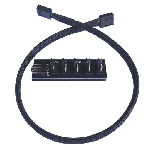 4-Pin PWM Power Cable,Black Sleeved 4 Way PWM Splitter hub Computer CPU/Case Fan Power Multi Splitter Connector Cable Adapter