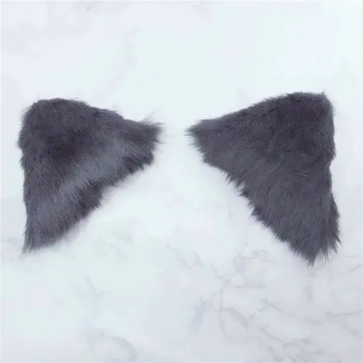 House Of Dasein Lolita Cosplay Faux Fur Ears Hairclips Anime Neko Costume Clip Ddlg - Black