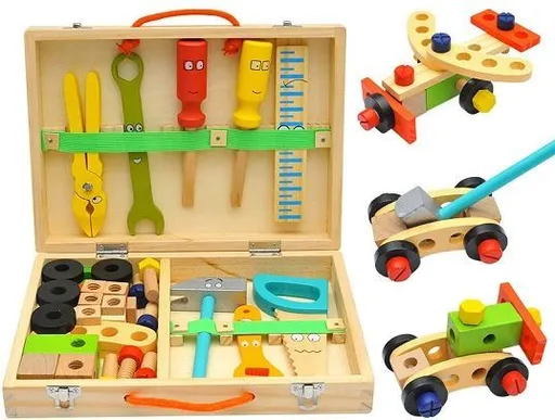 wooden toolbox, animal themed toy, building set, kids construction toy, fine motor skills, creative play, educational toy, birthday gift, Children's Day gift, Australian toy - Multi - Size 3