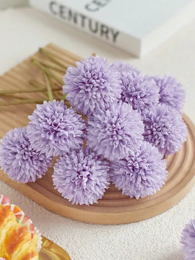 8pcs Artificial Chrysanthemum Ball Flowers Dandelion Hydrangea Arrangement Bouquet For Friends Bridal Wedding Home Office Decor Ideal Valentine s Day Gift