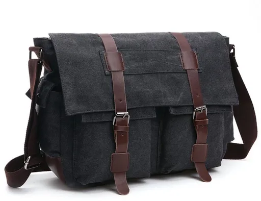 Mens Canvas Laptop Messenger Bag With Multiple Compartments And Adjustable Shoulder Strap For Work And School Fits, 16 in