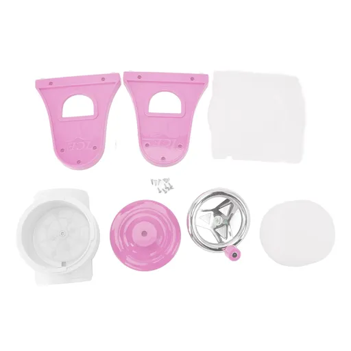 Hand Crank Shaved Ice Machine Stainless Steel Blades Safe Portable Ice Crusher for Home Restaurants Cafes Food Stalls Pink