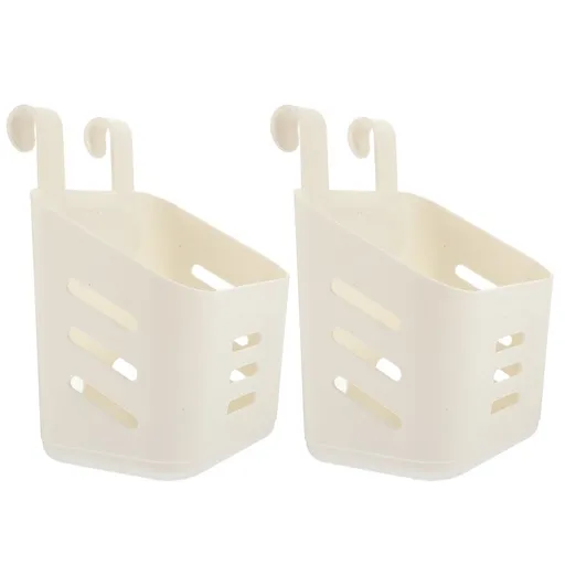 2Pcs White Plastic Hanging Basket for Bathroom and Kitchen Wide Application Organizer