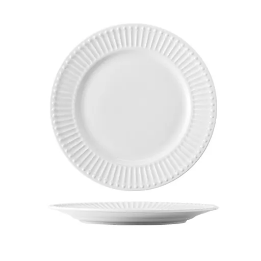 Dinner Plates Ceramic Dinner Plate Rice Soup Bowl White Relief Tableware Round Dinner Plate Restaurant-2PCS