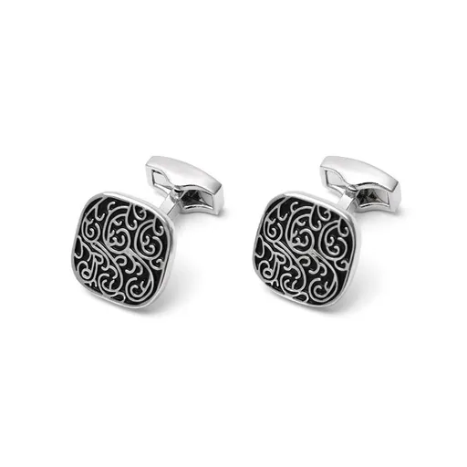 Mens Cuff Links Shirts, Cufflinks Silver Rectangle Stainless Steel Suit Tuxedo Accessories Women Jewelry Black for Wedding