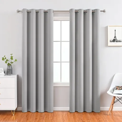 Light Grey | Approx. 39x79 Inch Single Panel | 545g Per Panel | 210GSM Room Darkening Curtains, Grommet Top 2 Panels, Modern Simple Drapes for Guest Bedroom, Great Christmas Present