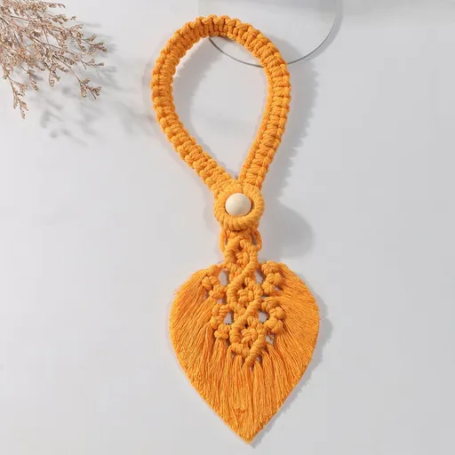 2Pcs Set Bohemian Style Curtain Straps – Hand Woven Colorful Leaf Curtain Decorative Buckles, Binding Ropes, Home Soft Decoration, Hanging Ornaments, Wedding Decor(orange)