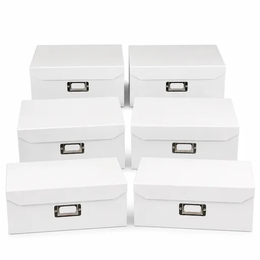 6x Italplast Eazi Fold A5 Paper Document Storage Box in White