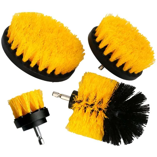 4 pack kit Medium- Yellow All purpose Cleaner Scrubbing Brushes for Bathroom surface, Grout, Tub, Shower, Kitchen, Auto,Boat,RV