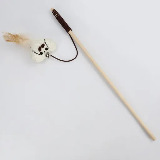 Wooden Cat Teaser Stick Water Drop Pet Feather Mouse Wooden Pole Feather Love As shown in the figure