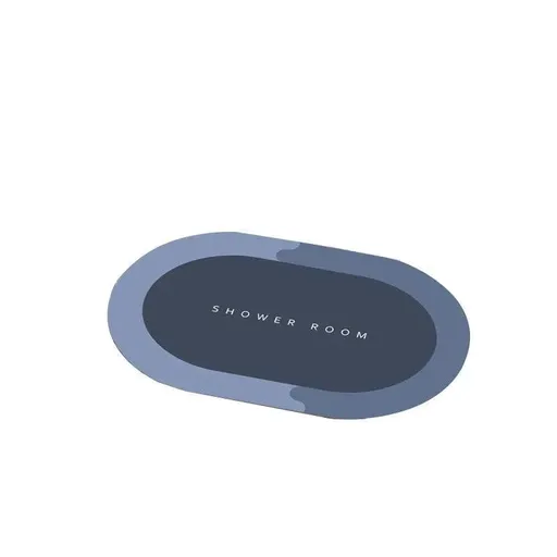 50x80CM Super Absorbent Floor Mat Soft Quick-Drying Non-Slip Diatom Mud Bath - Blue-Oval