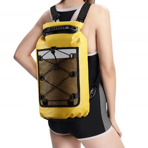Roll-Top Backpack Dry Bag with Handle for Fishing Boating and Camping Yellow - M