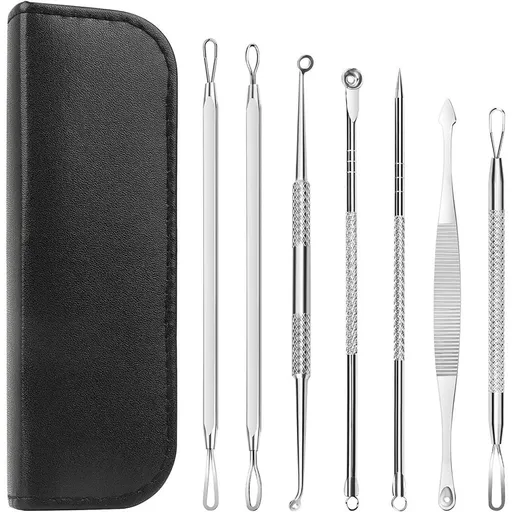 7 in 1 Pimple Blackhead Remover Extractor Tool Kit,Acne Blemish Needles Tool Kit, Professional Treatment for Zit White Head Acne Blemish Comedone Removing for Nose Face Skin