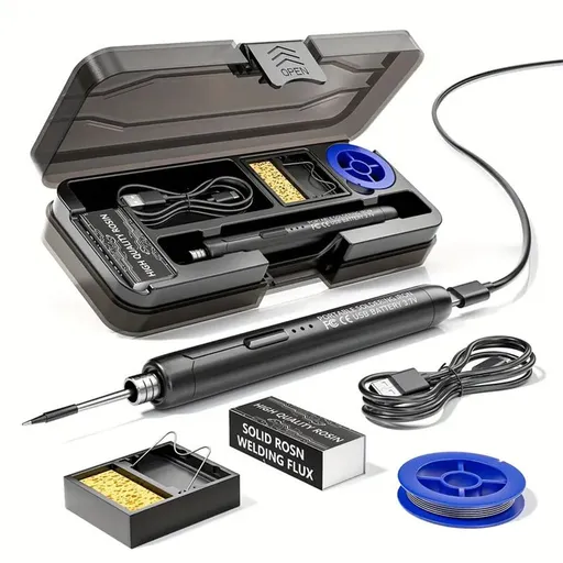Black Portable Cordless Soldering Iron Kit 5V 8W USB Rechargeable - 3 Temperature Settings, Fast Heating Mini Soldering Tool for Circuit Boards, Electronics Repair, Wiring and DIY Projects