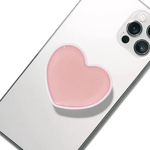 Heart-Shaped Phone Grip and Stand, Collapsible Expandable Design, Pink