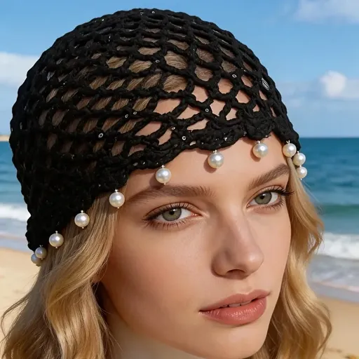 Bohemian Pearl Tassel Turban Headband – Hand-Woven, Breathable & Lightweight, Literary & Versatile, Brightens Up Your Summer Look. (BLACK)