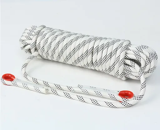 White 10mm Double Hook Climbing Rope Set - 10m Durable Outdoor Safety Rescue Cord