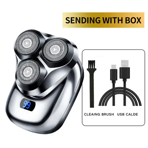 Electric Shaver Rechargeable Rotary Compact Gray