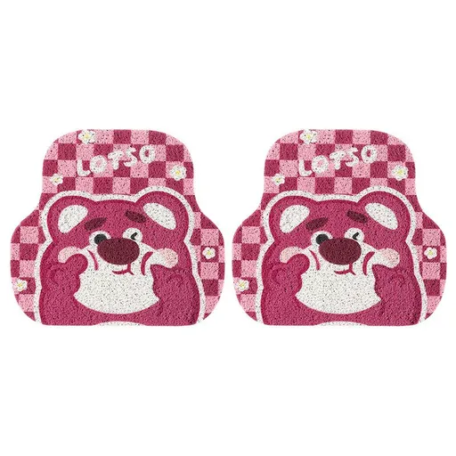 Cartoon Bear Car Floor Mats PVC Universal Non Slip Plaid bear rear 2