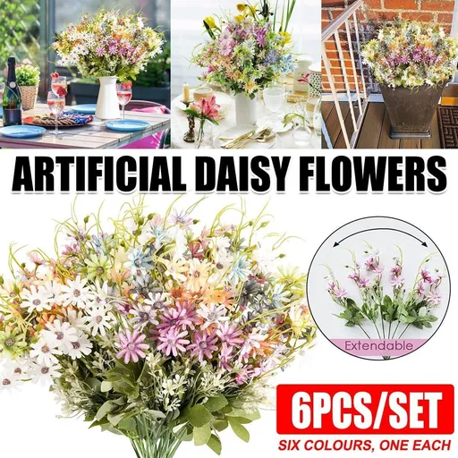 Artificial Small Soft Chrysanthemum Flowers 40cm Multi-Coloured 6 Piece