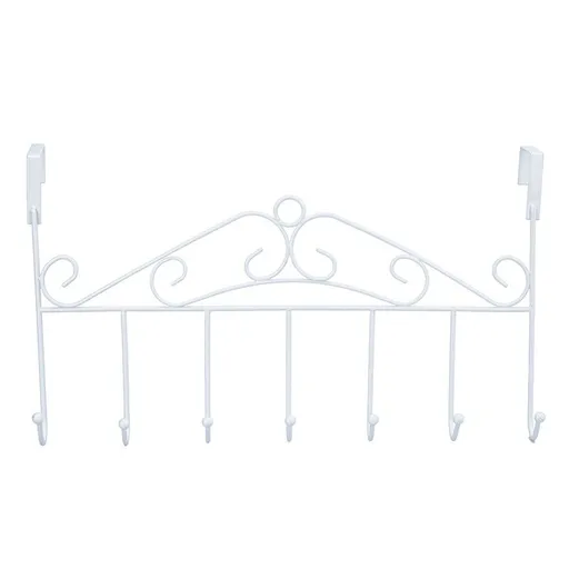 Over The Door Hook Rack Detachable 7 Hooks Door Hanger Organizer for Towels Handbags Coats White