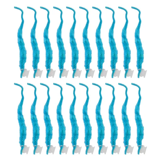 20 Pcs Furry Worm Soft Touch Plush Material Cute Style DIY Compact Portable Fuzzy Worms for Party Light Blue