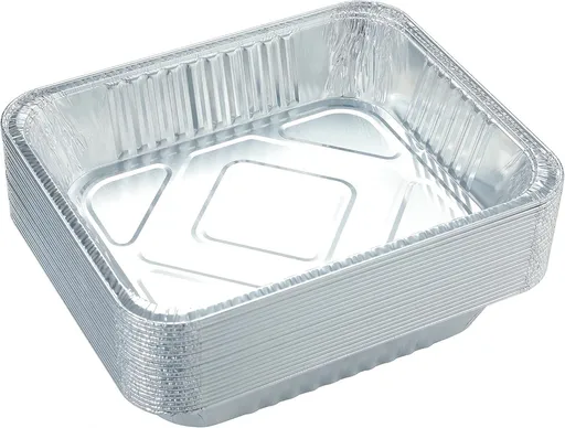 10 Pack Heavy-Duty Disposable Aluminum Foil Pans for Baking, Grilling & Catering – Extra Thick Rectangular Trays for Oven, BBQ & Steam Table Use (Silver)
