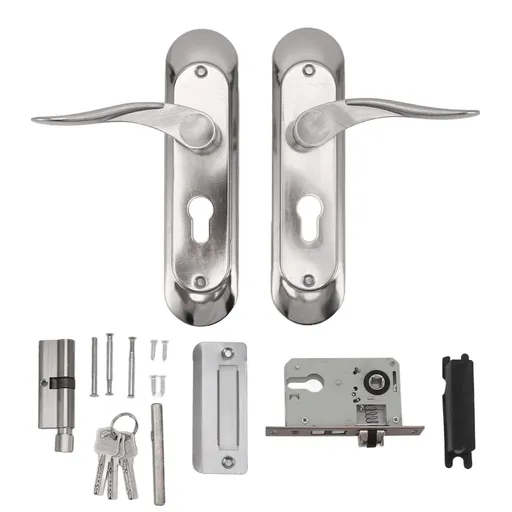 Door Interior Lever Passage Handle with Lock Easy Install Stainless Steel Door Handle for Bedroom Bathroom Closet Home