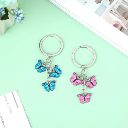 2Pcs Butterfly Keyrings For Women, Cute Keychain Girly Butterfly Keyring For Girls Small Gift for Key Bag Purse