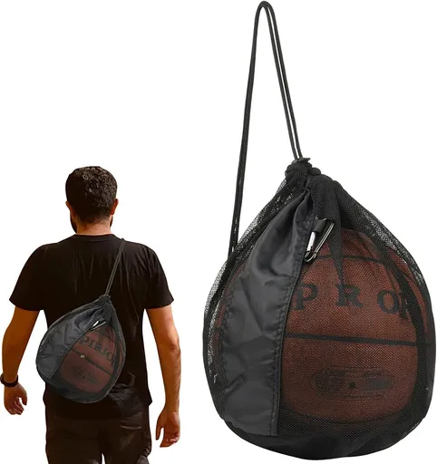 Single Ball Bag Mesh Carry Bag Sport Game Ball Storage Bag Drawstring Sackpack Sling Back Bag for Carrying Basketball Volleyball