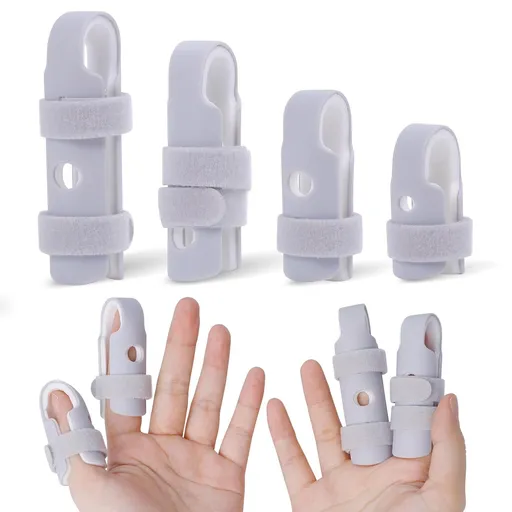 Lightweight inger Splint, 4 Graduated inger Braces Support or Thumb/Middle/Ring/Index/Pinky, Stabilizer Support or Broken, Trigger, Mallet, Arthritis & Knuckle Immobilization